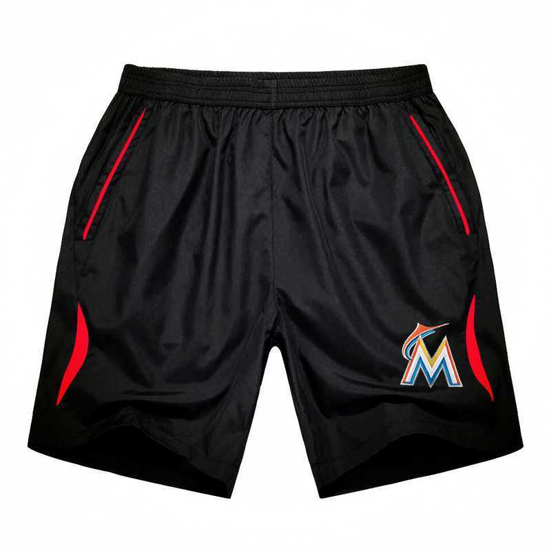 Men's Miami Marlins Black Red Stripe MLB Shorts,We sell and wholesale Men's Miami Marlins Black Red Stripe MLB Shorts on line form chian!